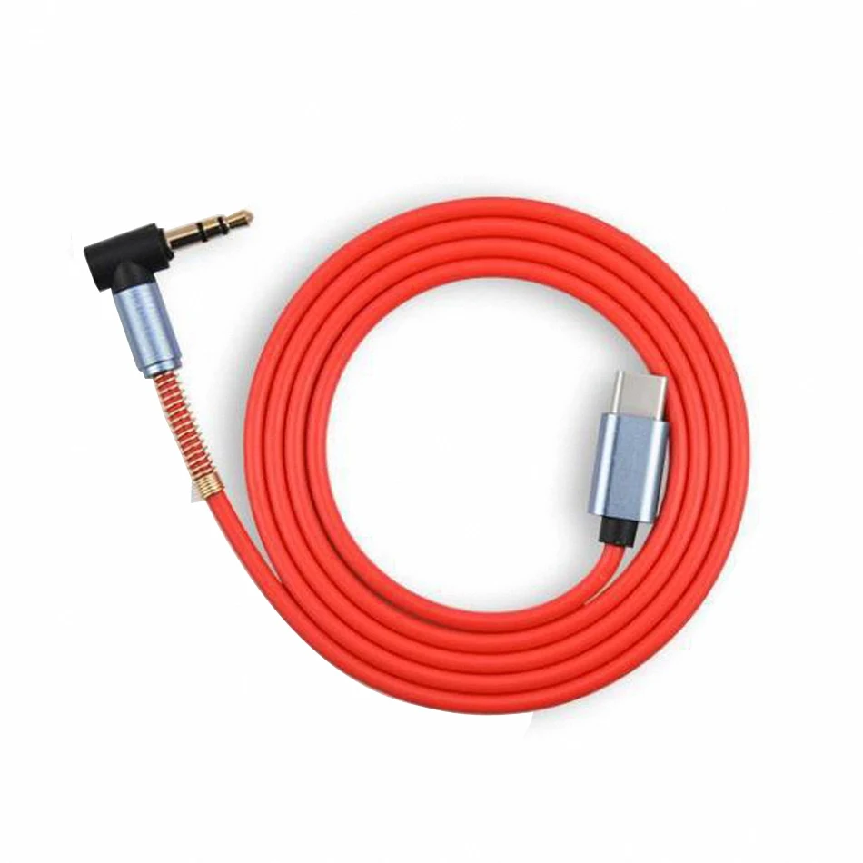 Elbow Spring Audio Adapter Cable USB Type C To 3.5mm Male AUX Car For Xiaomi Samsung Black White Red USB-C Cable