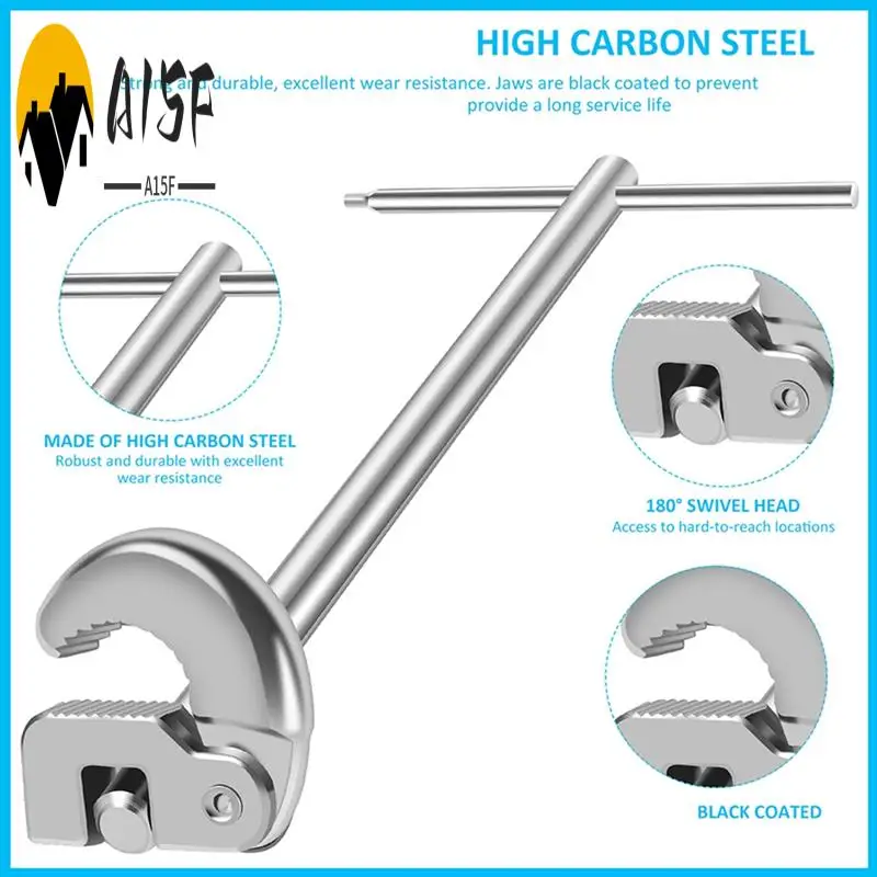 

A15F-Basin Wrench 3/8 To 1-1/4Inch Jaw Capacity Tap Nut Spanner Basin Spanner Sink Faucet Wrench For Tight Spaces