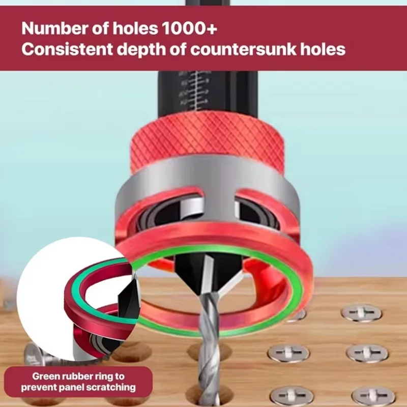 1Set Countersunk Drill Wooden Car Repair Tool With Depth Limit 1/4 Inch Hexagonal Shank Precision Drill Bit For Wood Processing