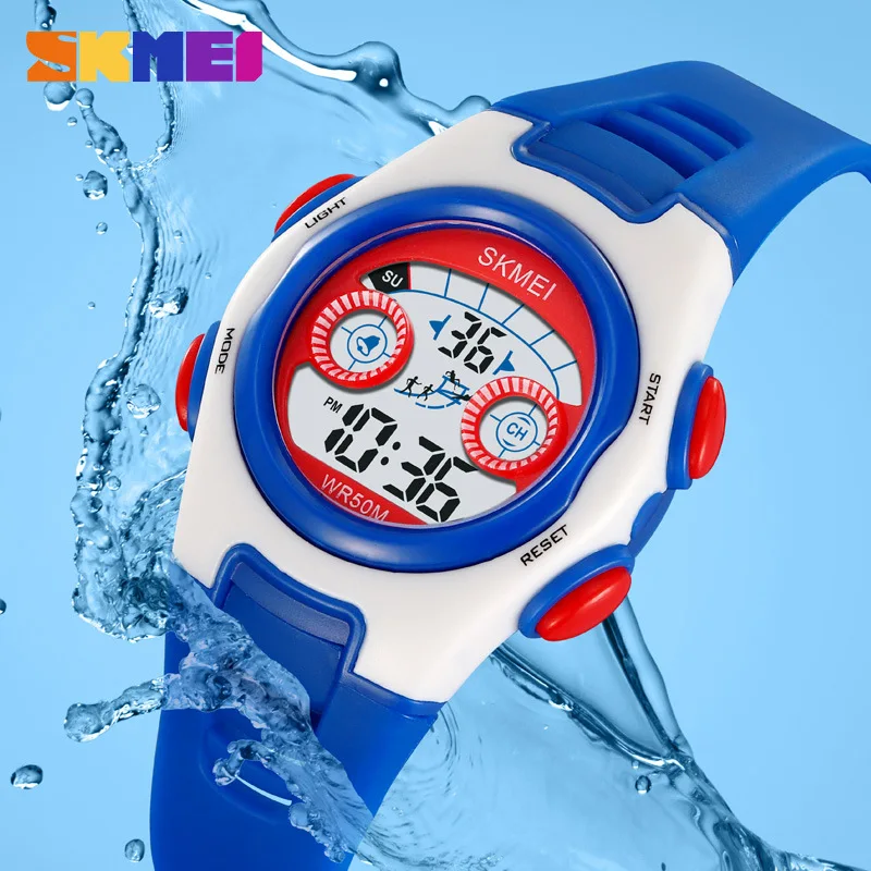Skmei Fashion ColorfulLEDChildren's Light Watch Simple Multifunctional Waterproof Alarm Student Electronic Watch