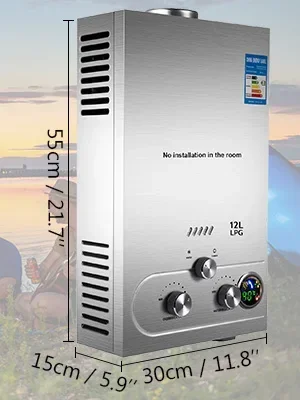 VEVOR Propaan LPG Boiler Gas Rvs Tankless Propaan Gas LPG Boiler Huishoudapparaat 6L-18L Boiler