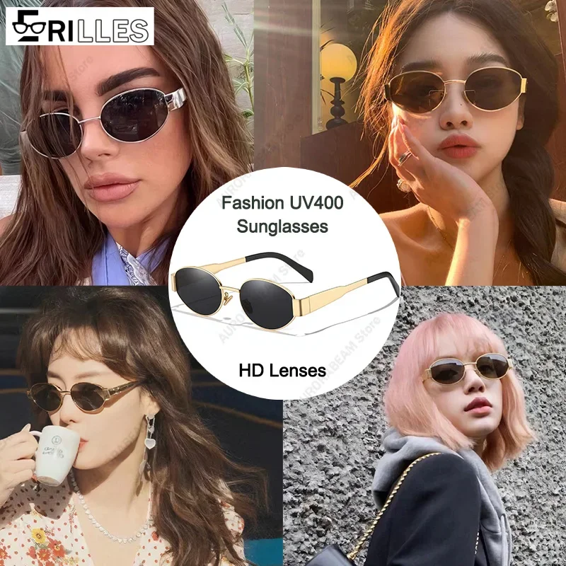 

Fashion UV400 Sunglasses for Women and Men,Alloy Oval Frame,HD Anti-Impact Lenses, Perfect for Driving/Travel/Street Photography