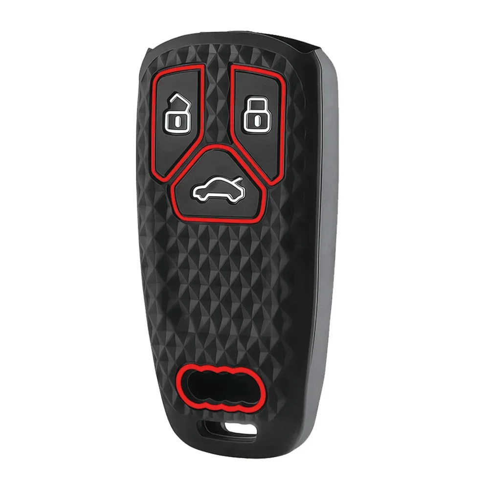 Stylish Embossed Texture Key Wrap For Audi TT 8S A4 B9 A6 4M Q5 Q7 Flexible Silicone Interior Fob Accessory