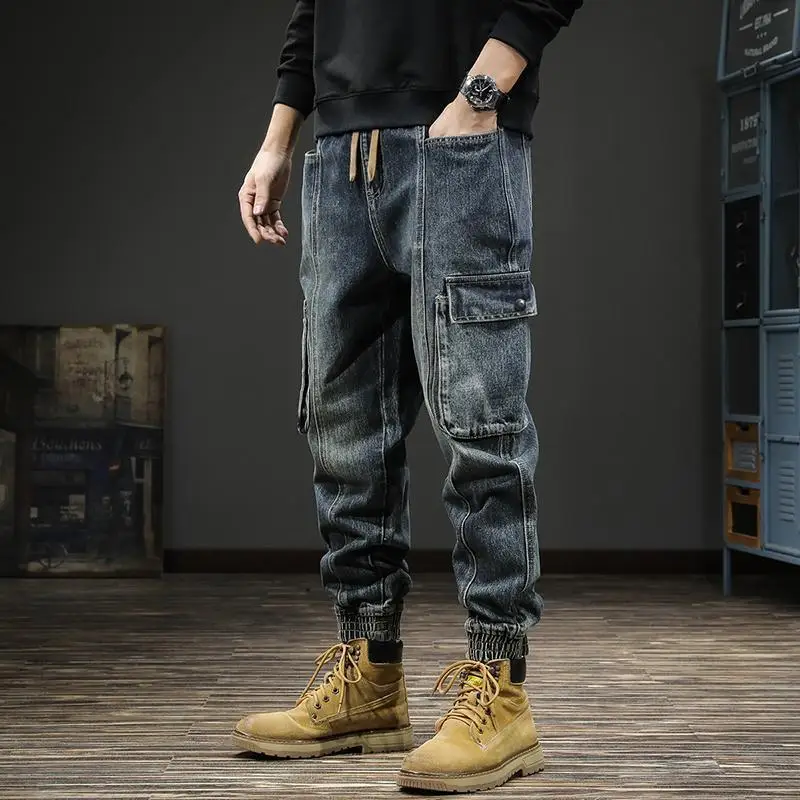 Fashion 2025 Luxury Clothing Spring Autumn Men's Jeans Heavyweight Retro Washing Workwear Loose Plus Size Harem Tapered Pants