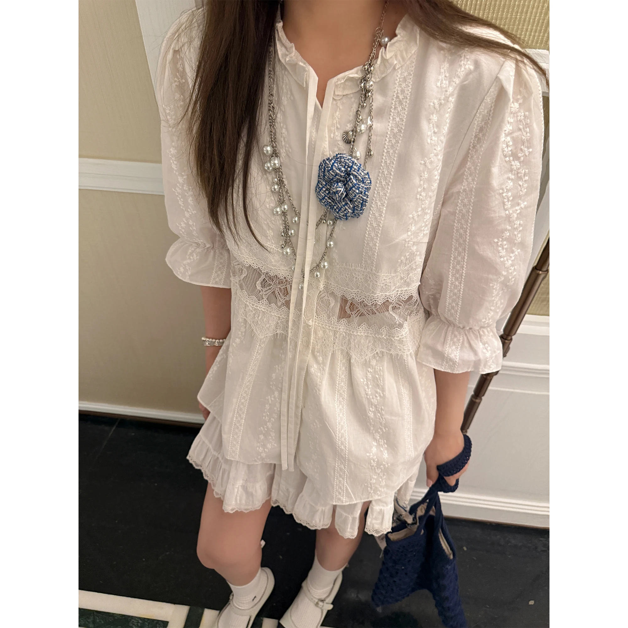 

Ретро-платье миди с ажурными вставками и кружевом, женское, свободного кроя, из дышащего хлопка, с рукавом до локтя, комфортное, для отдыха