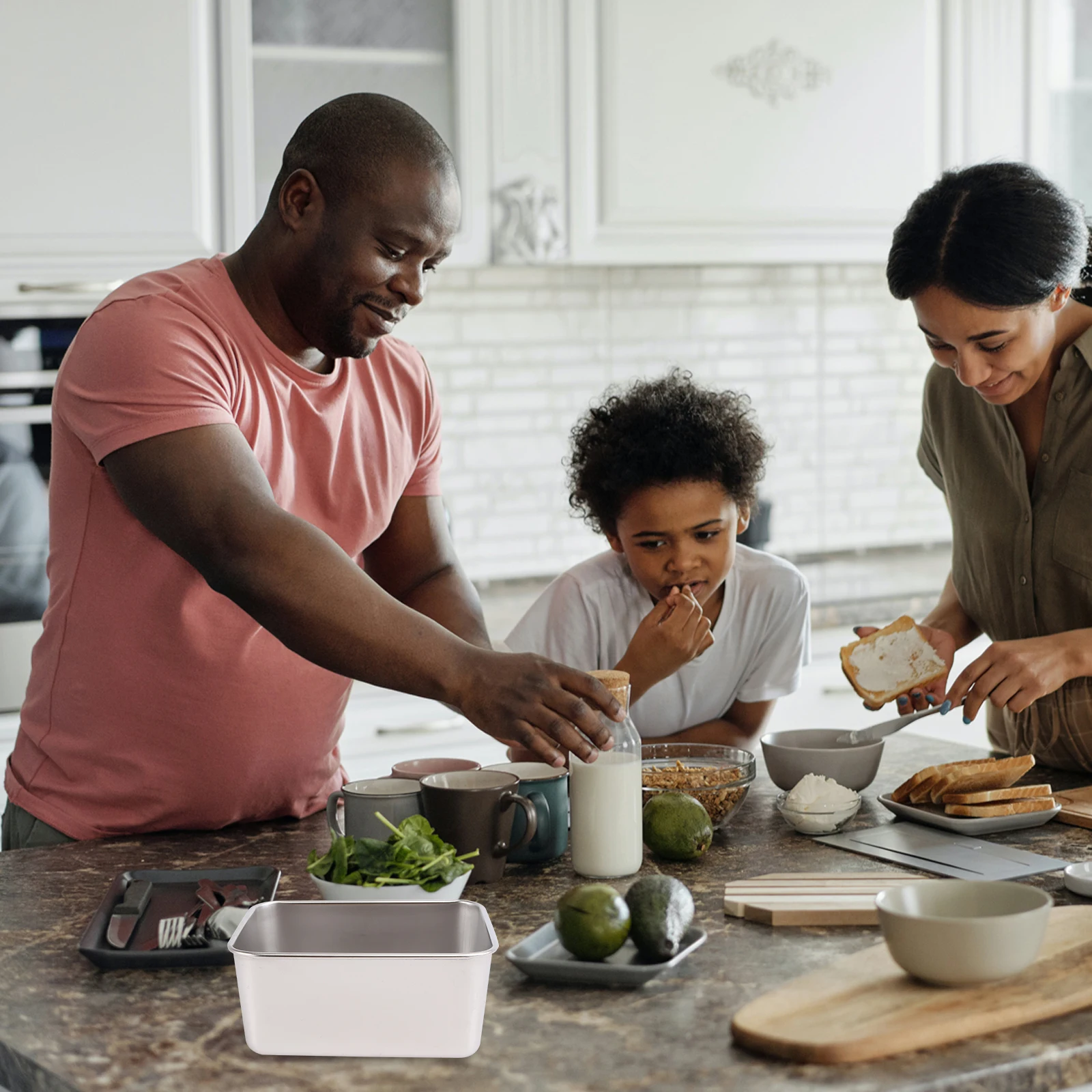 

2pcs Stainless Steel Square Plate Kitchen Food Container Muffin Cake Box Lightweight Safe Storage Home Restaurant