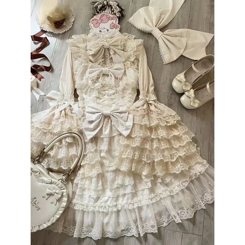 CyOriginal لوليتا فستان كيب مجموعة جديد ربيع الخريف الحلو فتاة الدانتيل الأميرة Jsk كعكة فستان الجنية الحمالات فستان قميص الزي 20