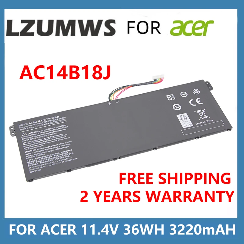 

3220mAh Laptop Battery AC14B18J AC14B13J For Acer Aspire E3-111 E3-112 E3-112M ES1-531 MS2394 B115-MP EX2519 N15Q3 N15W4 11.4V