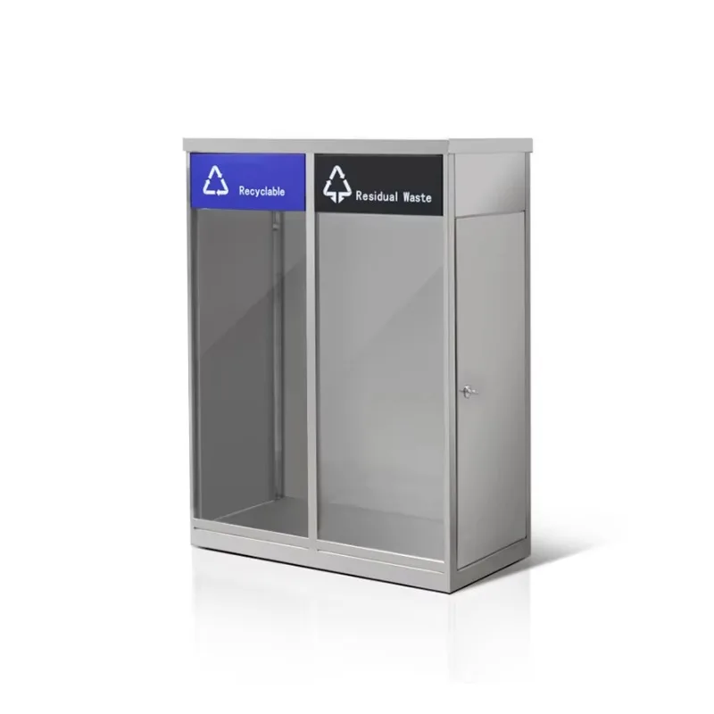 School Metal Street Environment-Friendly Recycle Trash Rubbish Bin Dual Transparent Classified Stainless Steel Outdoor Trash Bin