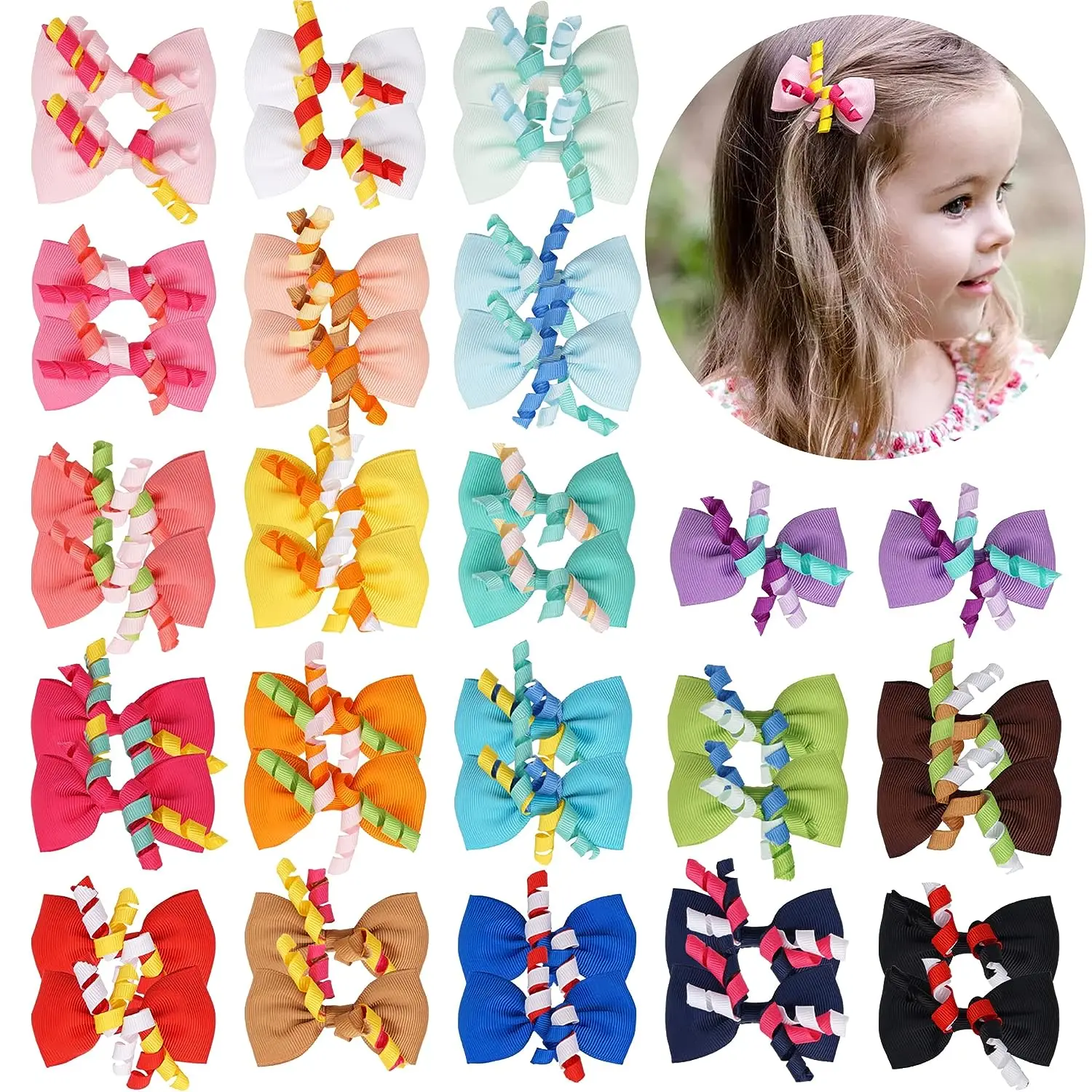 

12 Pieces Baby Hair Clips 2.75 inches Hair Bows alligator Clips for Infant and Baby Girls in Pairs