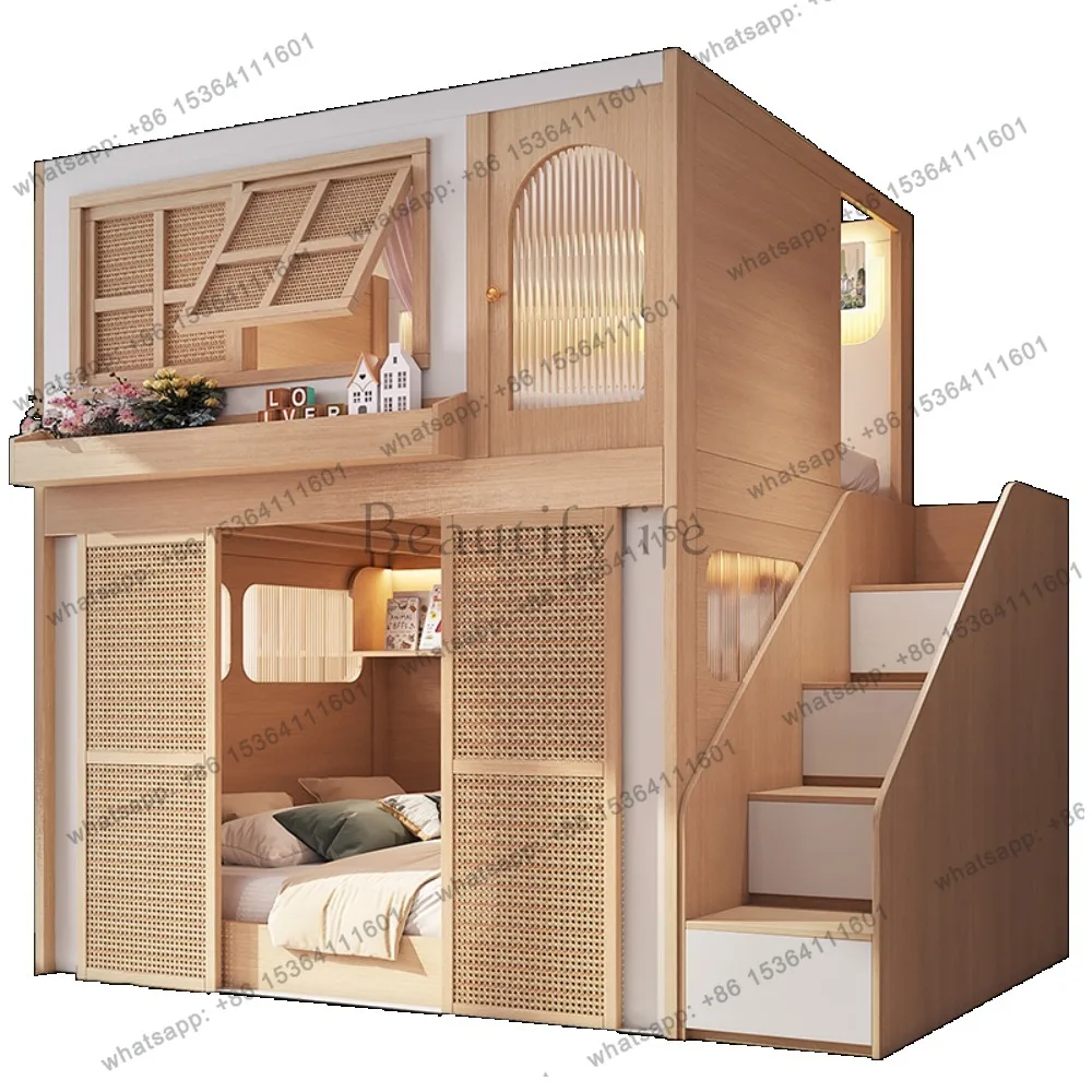 Bunk Bed with Separate Privacy Areas for Brother & Sister, Double Layer Bed for Adults, Noise-Free Partitioned High Low Bed