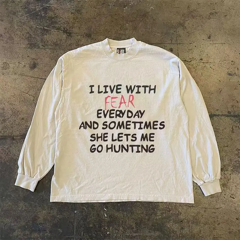 

Y2k Футболка с длинными рукавами и графическим рисунком в стиле хип-хоп с буквенным узором и круглым вырезом, футболка большого размера для мужчин и женщин, готическая одежда, топы ropa hombre