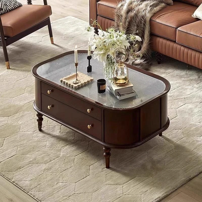 Living room French light luxury high-end glass tea table small tea table