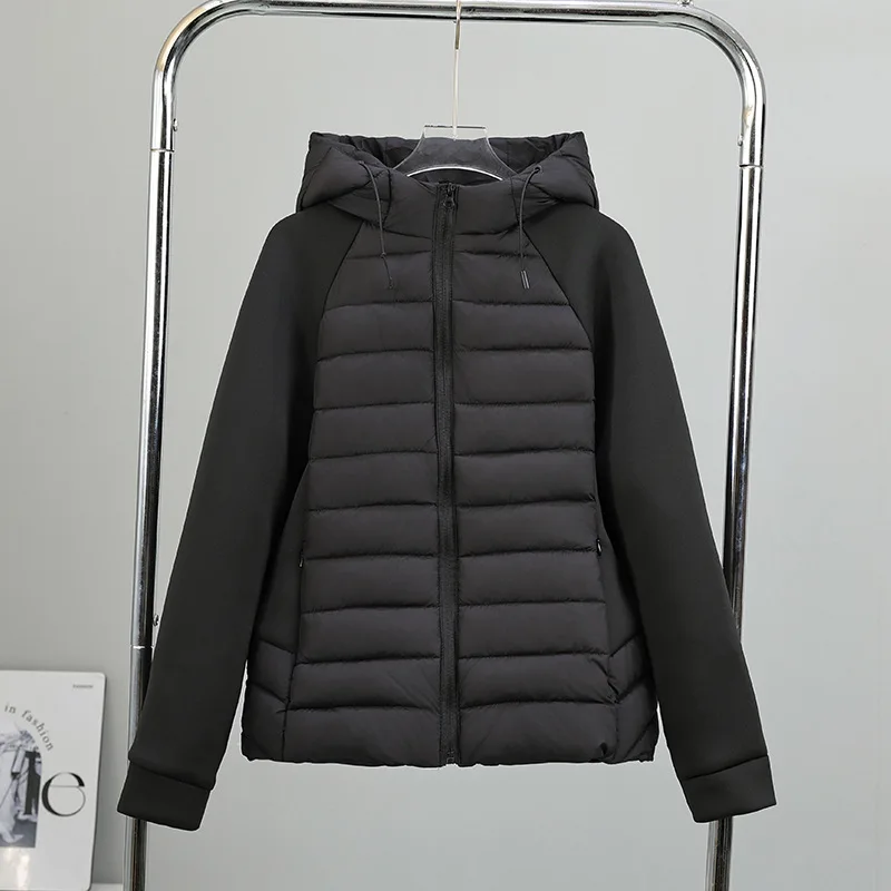 

Women's Lightweight Cotton Jacket Fashion Long Sleeved Hooded Padded Clothing Winter New Spliced Thermal Quilted Coats