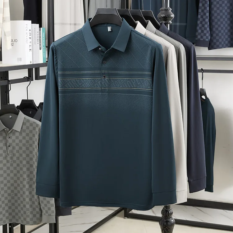 

2025 Men's Warm and Casual Long Sleeved Polo Shirt for Autumn and Winter