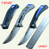 YSTART D2 Steel Blade G10 Handle Camping Utility Folding Knives Flipper Fast Open EDC Outdoor Gear LK5027