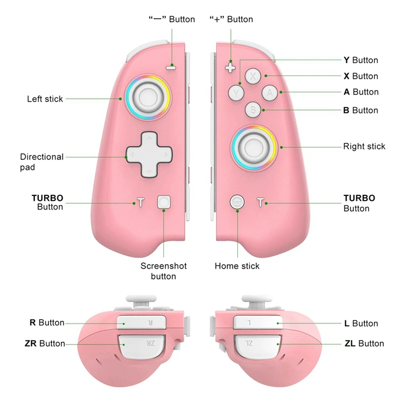 Illuminated Handle Controller Compatible With Nintendo Switch/OLED Ergonomic Handle Controller For Handheld Mode