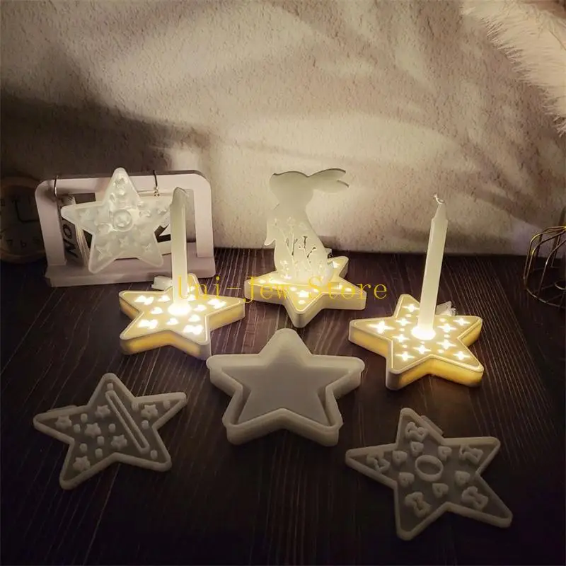 40GB 4PCS Silicone Craft Molds Easy Releasing Molds Silicone Texture for Crafting Star Projection Holders and Gifts