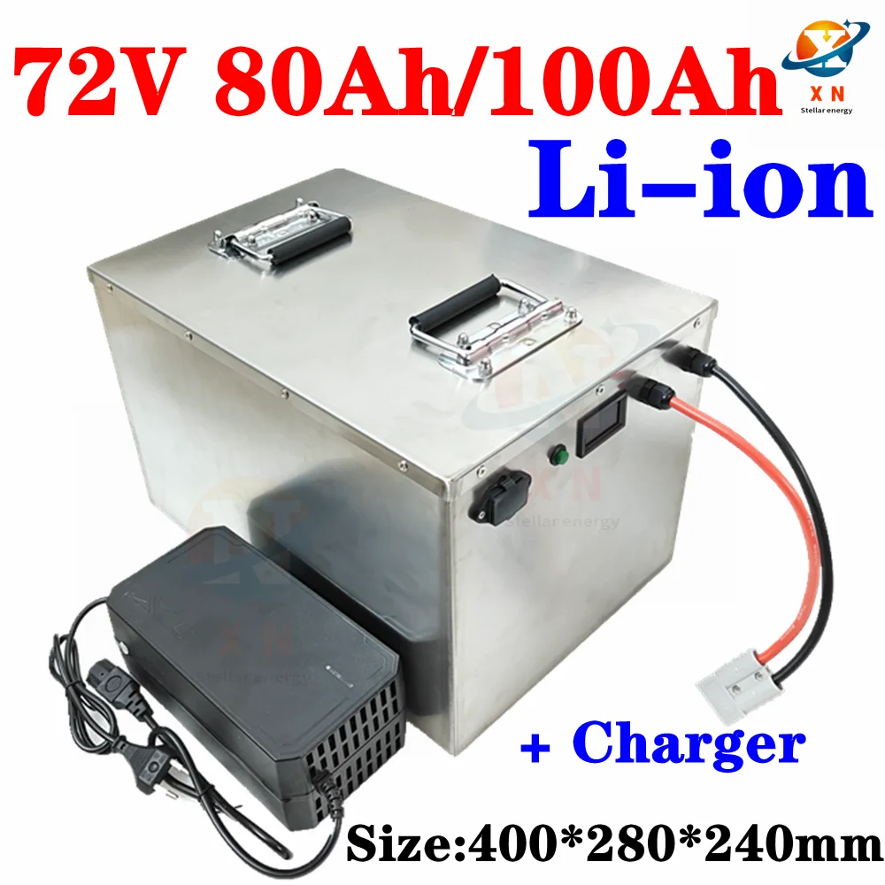 

Lithium battery 72v 80Ah li ion 72v 100ah lithium ion for 7000w golf club bicycle bike tricycle motorhome +10A charger