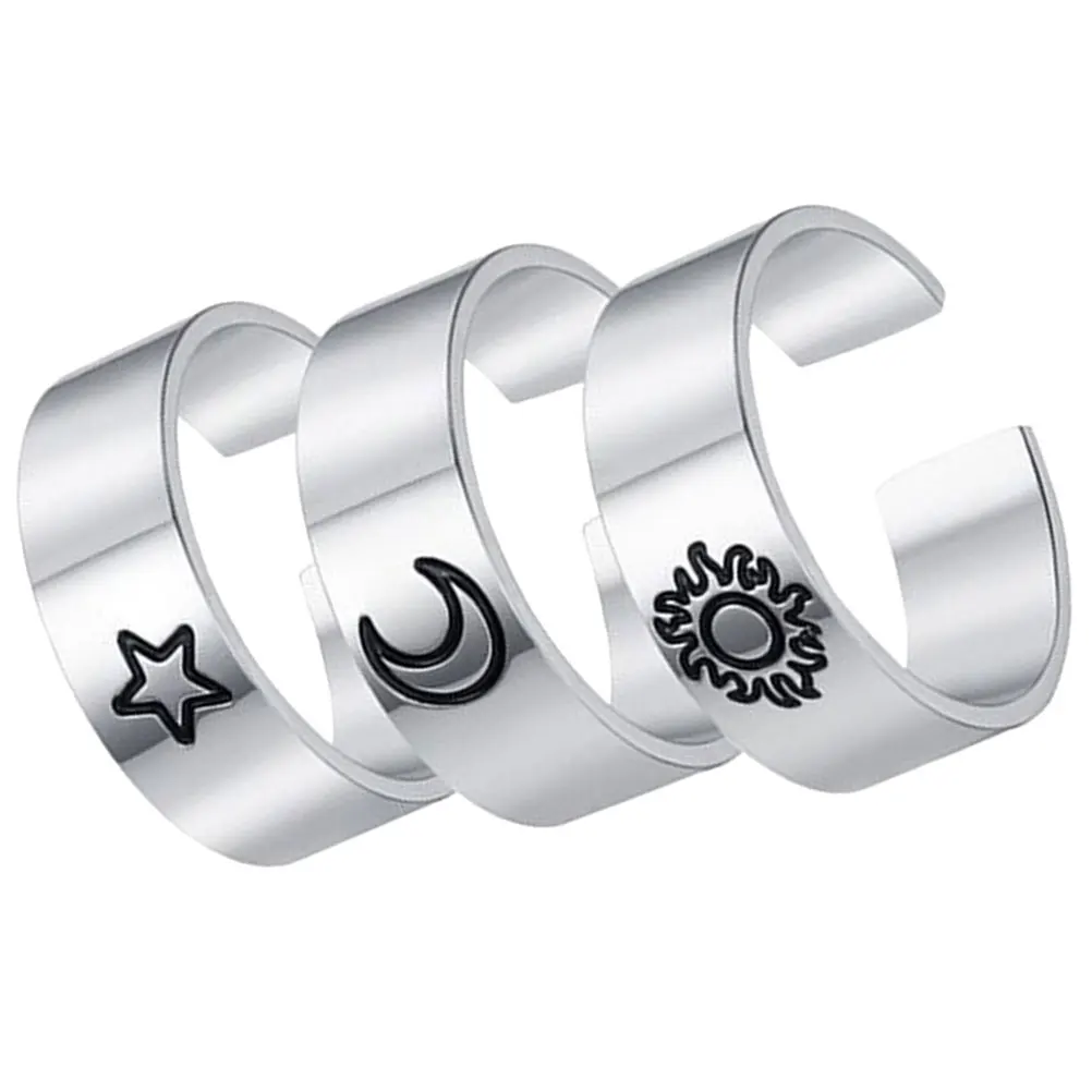 

3 Pcs Retro Titanium Steel Jewelry Women Open Adjustable for Finger Girls
