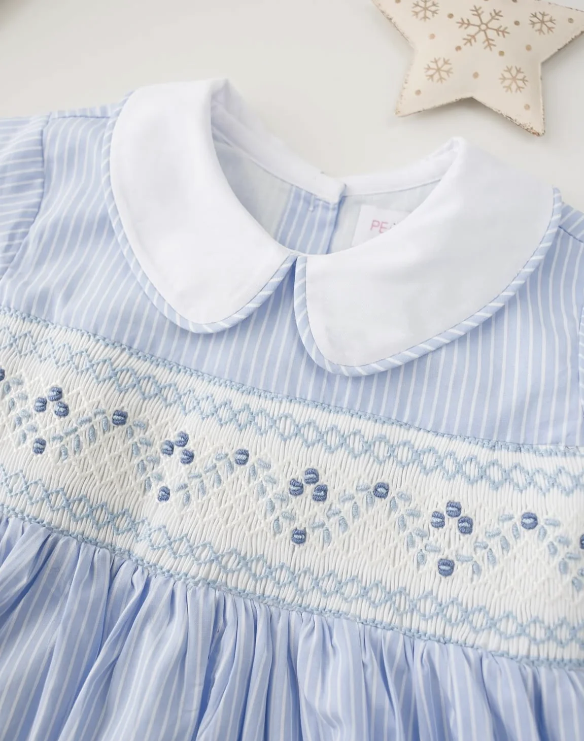 0-6Y Baby Boy Summer Handmade Embroidery Smocked Blue Stripe Rompers for Easter Party Birthday Casual A130