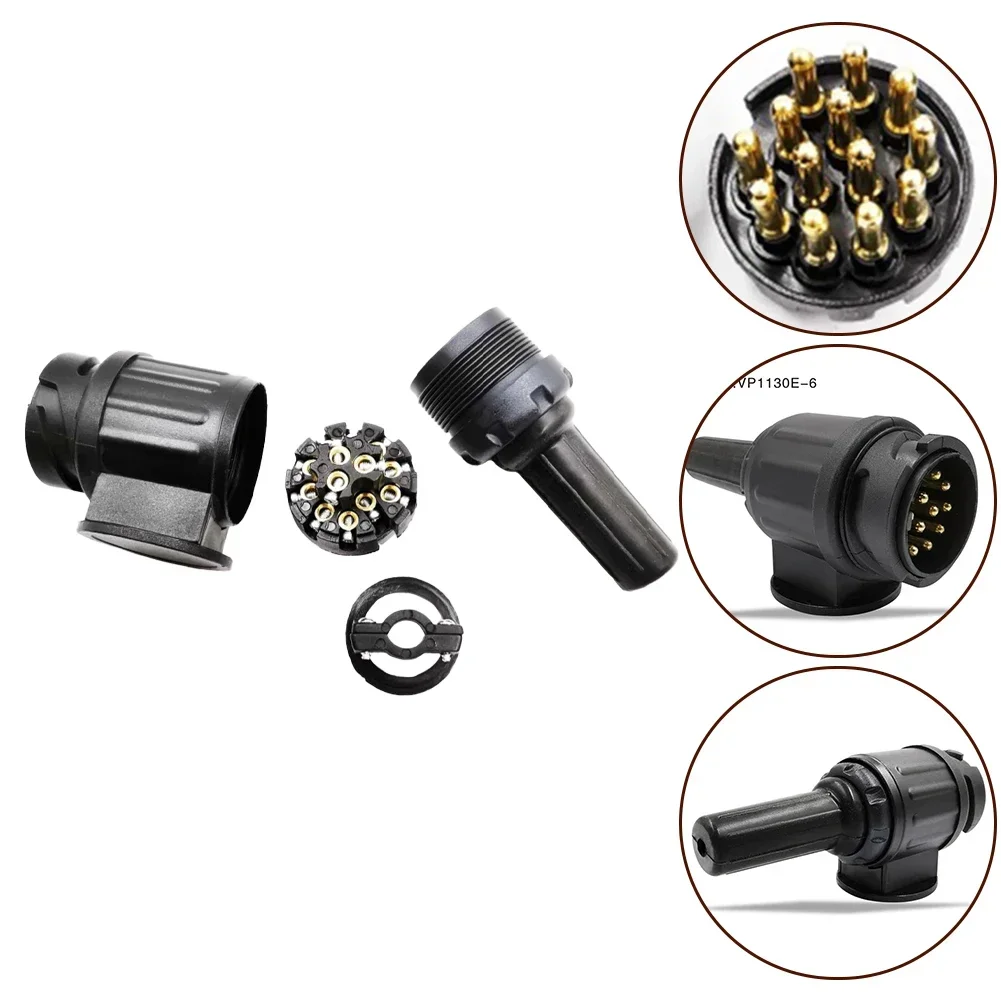 Auto Zubehör 13pin Stecker Auto Anhängerkupplung Adapter Anhänger Stecker Wasserdicht 12V ABS Schwarz Auto Anhänger Buchse Elektronische