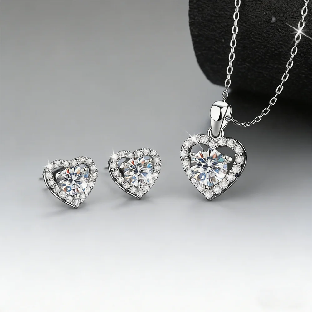 

HORRIPAL D VVS1 Heart Shaped Pendant Moissanite Necklace for Women 925 Sterling Sliver GRA Party Birthday Sparking Gift Jewelry