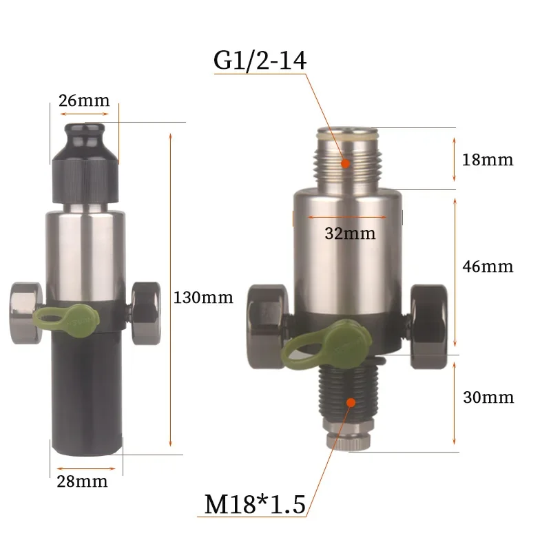 Imagem -06 - Hpa Air Tanque Válvula Regulador Pressão Válvula Pneumática Co2 Acessórios Ajustáveis Pcp Airforce Adaptador Sodastream 03000psi