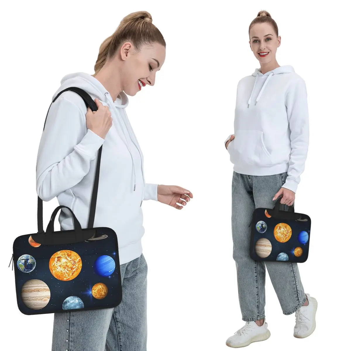 Solar System Space Planets Universe Crossbody Laptop Bag Case  Resistant Protective Notebook Pouch for Macbook Pro Lenovo