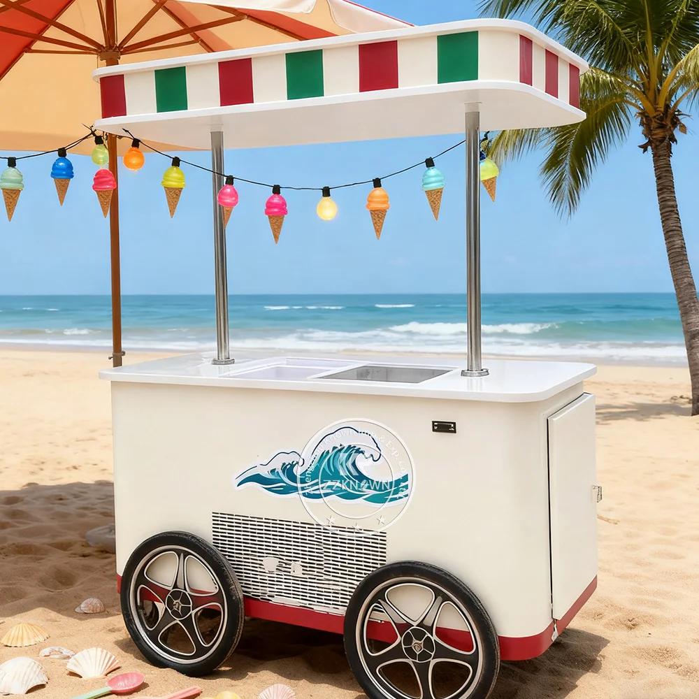

Summer Popular Street Application Gelato Cart High Quality Stainless Steel Italian Ice Cream Cart With Europe Standard