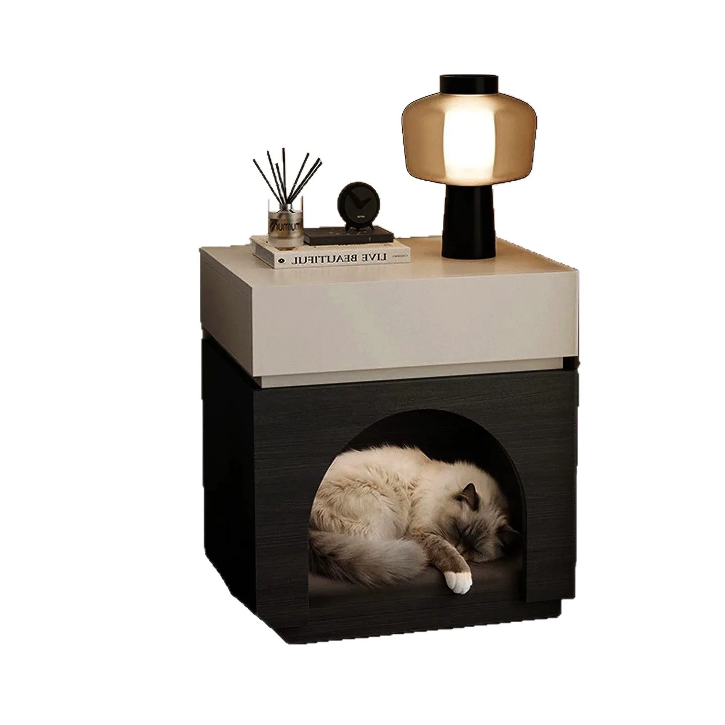 Building Block Bedside Table Simple Modern Bedroom Locker Multifunctional Pet Cat Nest Cabinet Bedside Solid Wood Storage Cabine