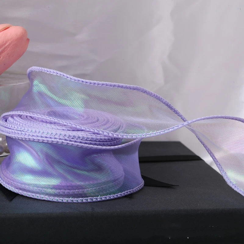 40mm 10yards Fischschwanz Organza Band reflektierende schillernde gewellte Kante Band für Geschenk verpackung DIY Bogen Bouquet Voile Bänder