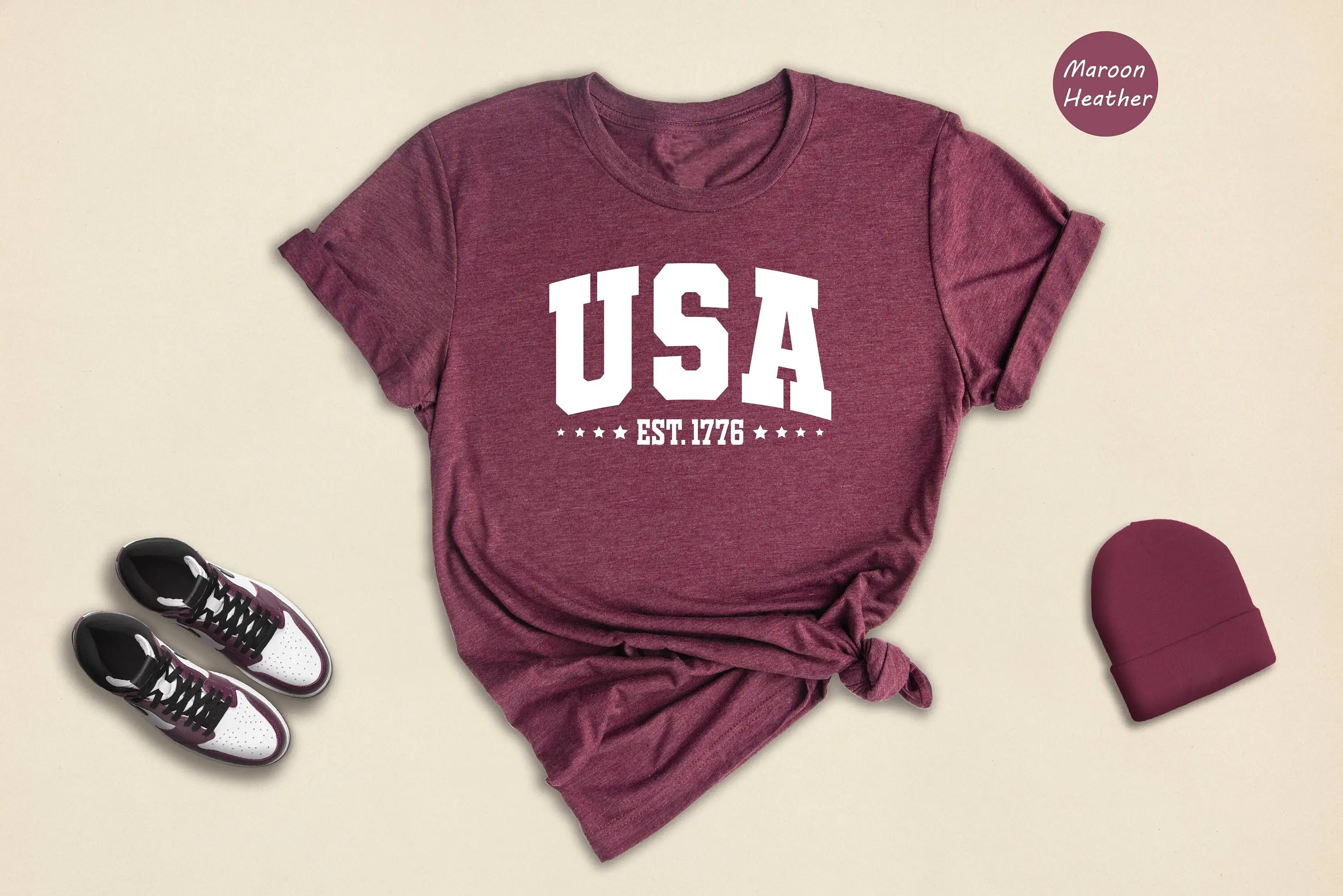 Camiseta USA Est 1776 4 de julio América Día de la Independencia Universidad Retro Memorial