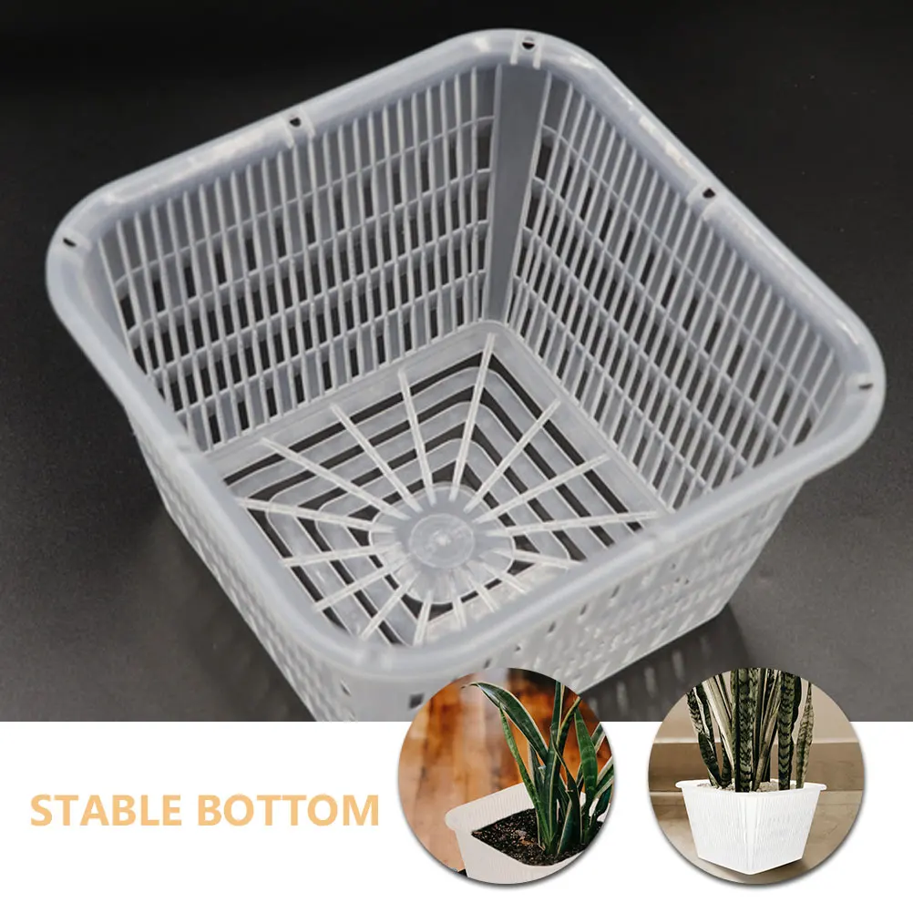 

4pcs Root Control Planting Baskets Square Hydroponic Growing Pots Net Cups Orchid Plastic Containers With Holes For Plants