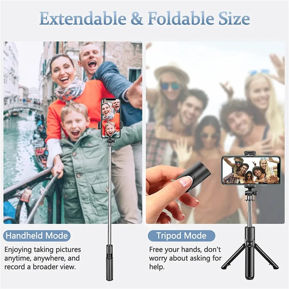 3 in 1 Selfie Stick Tripod Extendable Wireless Bluetooth Remote Portable Smartphone Tripod Stand Mount for IOS Android iPhone 15