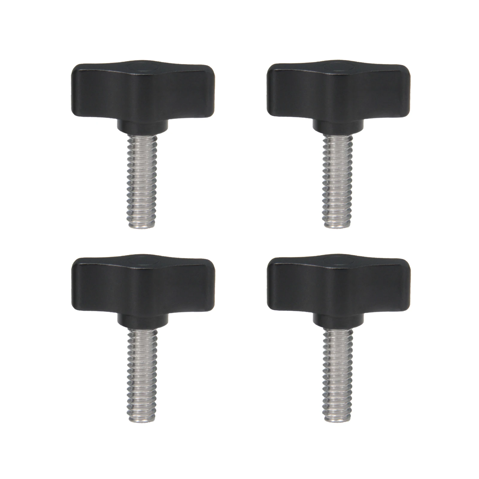 Befenybay 4pcs M6 x 18mm Thumb Screw Stainless Steel Metric Thread Black Aluminum Knob