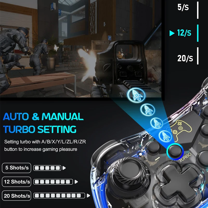 Gra wideo Gamepad RGB bezprzewodowy Pro kontroler kompatybilny z Nintendo Switch/Switch Lite/Switch ored/Android/IOS/Windows PC/Mobile