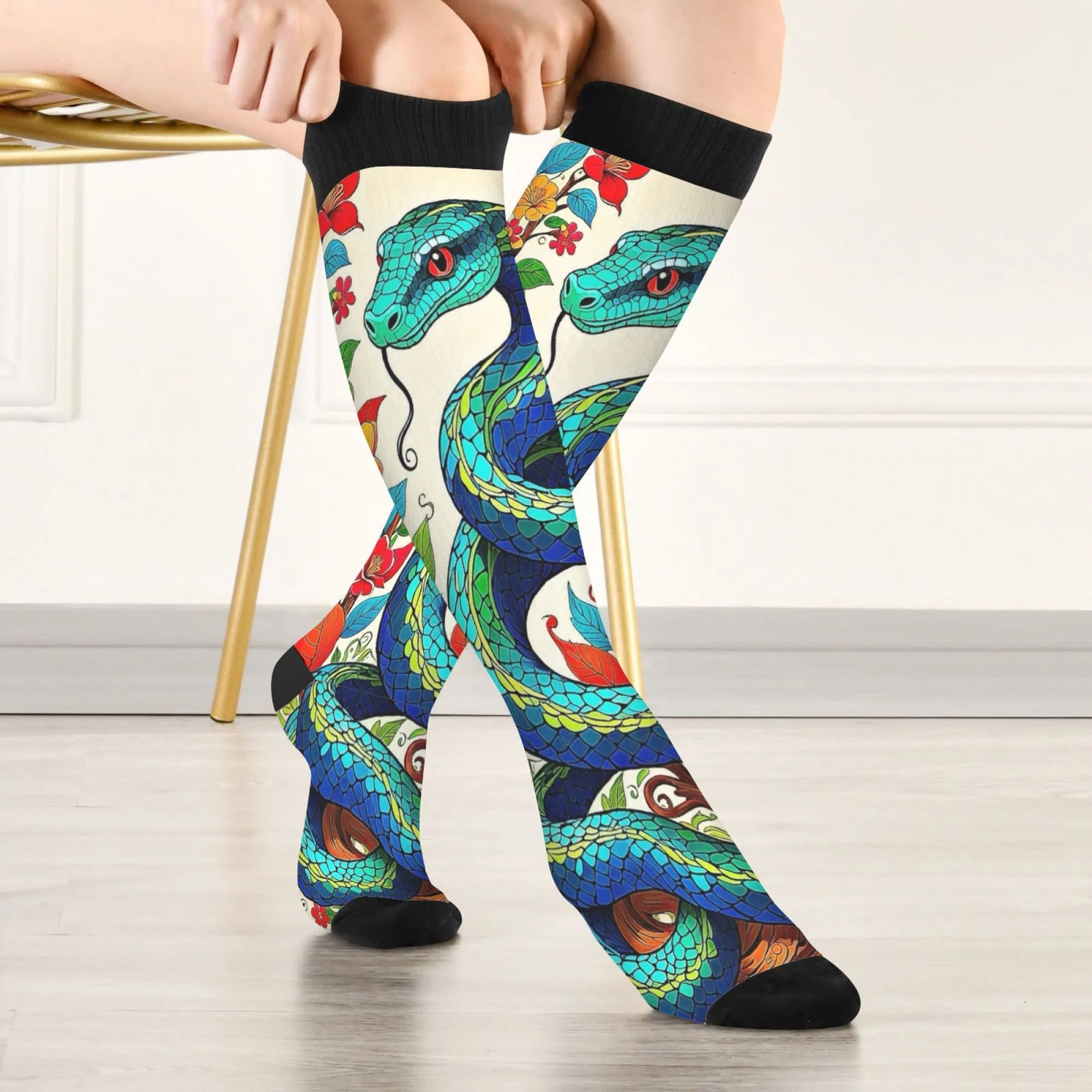 

Красочные гольфы со змеиным узором, множественные змеи, ретро-вибрация рептилий для эффектных нарядов, идеальный выбор для пикника на открытом воздухе