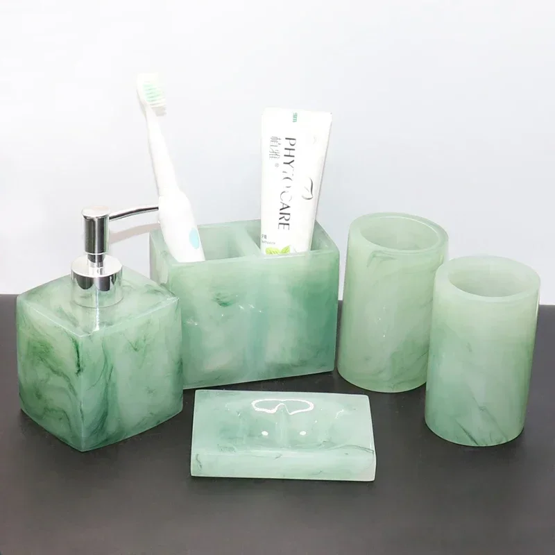 Bathroom Toiletry Gifts Resin Lotion Bottle Toothbrush Holder Tooth Mug Soap Dish Cotton Swab Box Tray Home Accessories