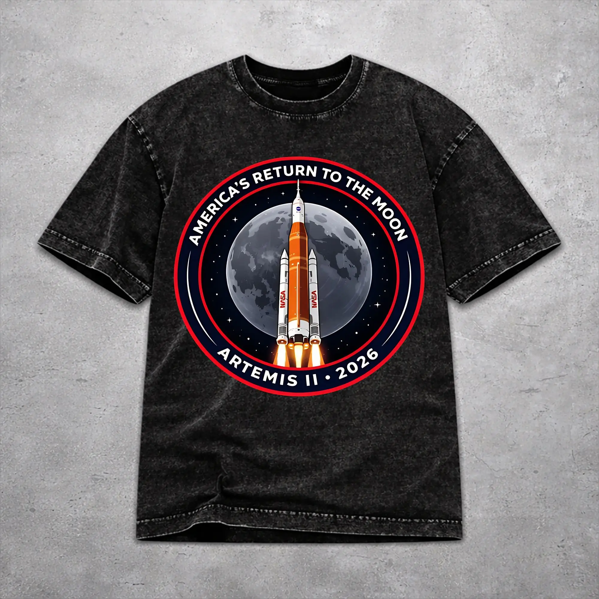 Oversize Artemis II Mission To The Moon 2026 Artemis 2  Merch T-Shirts for Men Women  Washed Style Tee Shirts Clothes