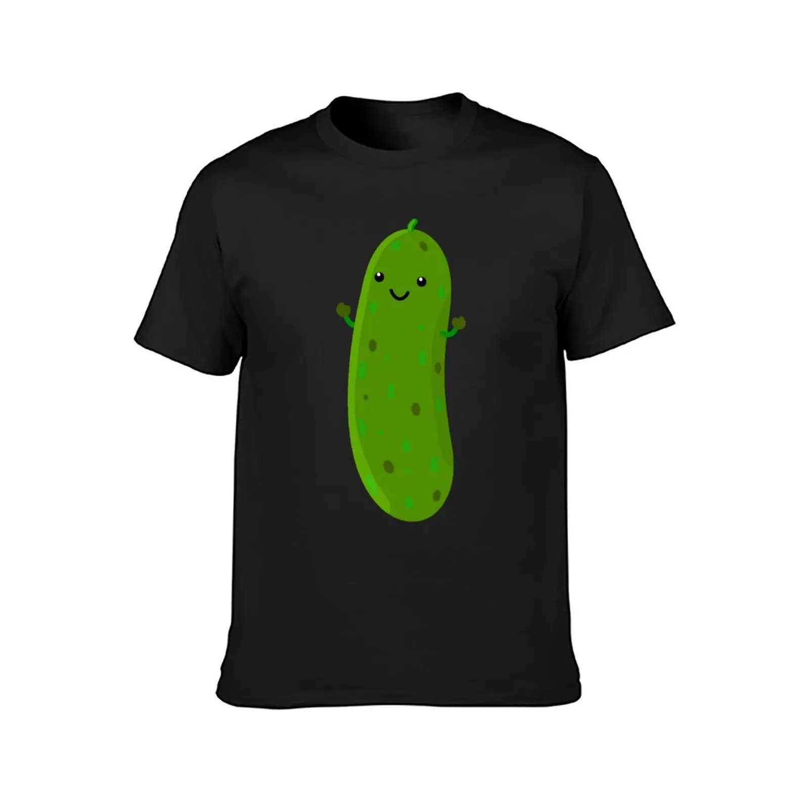 Cute happy pickle cartoon illustration T-Shirt plus sizes blacks designer t shirt men