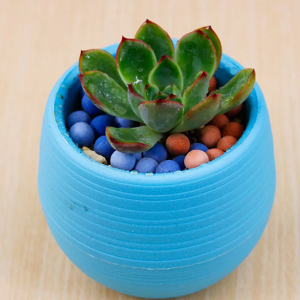 Mini Resin Succulent Pots Round Solid Color Wine Red Flower Pot for Home Office Desk Small Cactus Plant Decoration