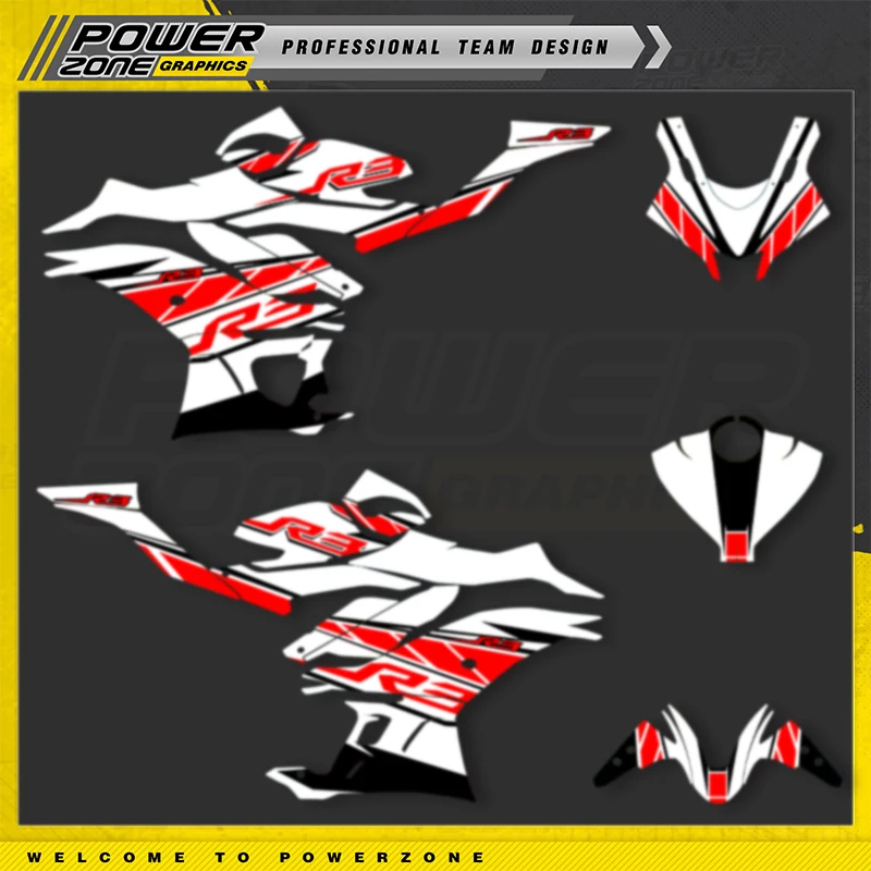 

PowerZone Custom Team Graphics Backgrounds Decals For 3M Stickers Kit For YAMAHA R3 2019 2021 2022 2023 R3 07