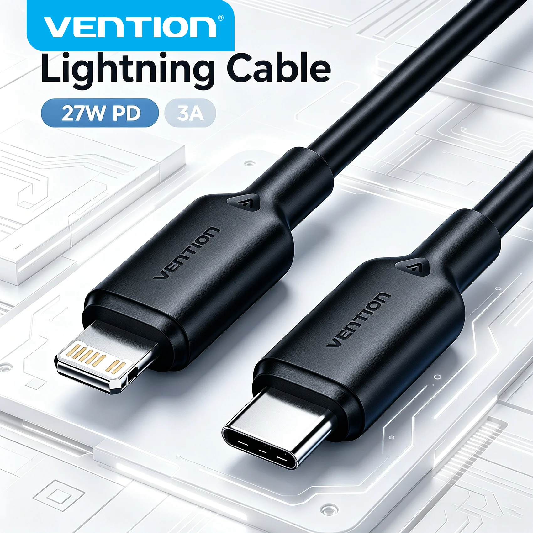 Vention USB C to Lightning 27W PD Charge Cables For iPhone 8-14 Series USB to Lightning Fast Charging Cables For iPad 8/7/6 Mini