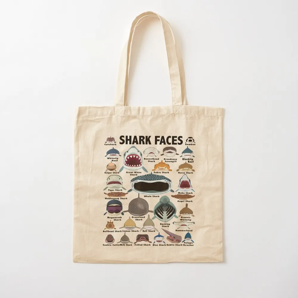Types Of Shark Identification - Shark Faces - Shark Heart Tote Bag Women's bags tote bags cloth bags shopping bag