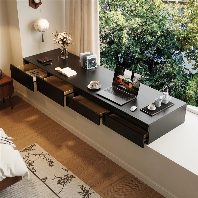 

Italian Minimalist Solid Wood Windowsill Computer Desk Nordic Creative Bedroom Lifting Office Desk with Drawers Furniture FYFD
