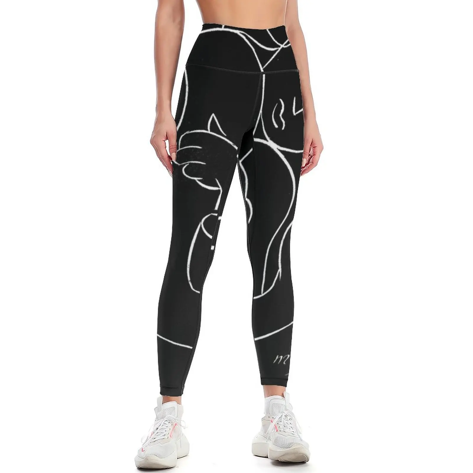 TAHITIAN LADY : Vintage Matisse Black and White Painting Print Leggings gym clothing gym's clothing Womens Leggings