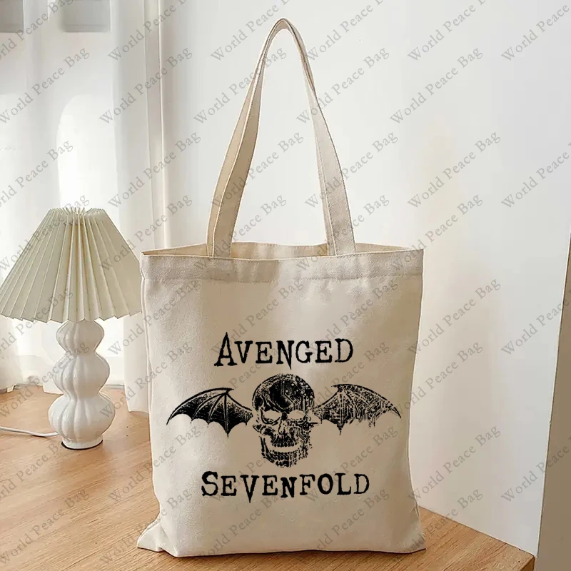 1pc Avenged Sevenfold Cyborg Bat Rock Music Band Tank pattern Tote Bag  Canvas Shoulder Bag For Travel Daily Commute Women\'s Reu