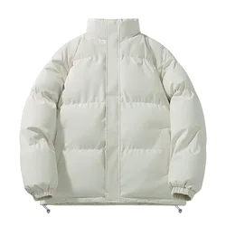 Casual 2024 Autumn Winter Men's Cotton-Padded Jackets Streetwear Solid Color Thick Warm Coats Outdoor Loose Windproof Top Parkas