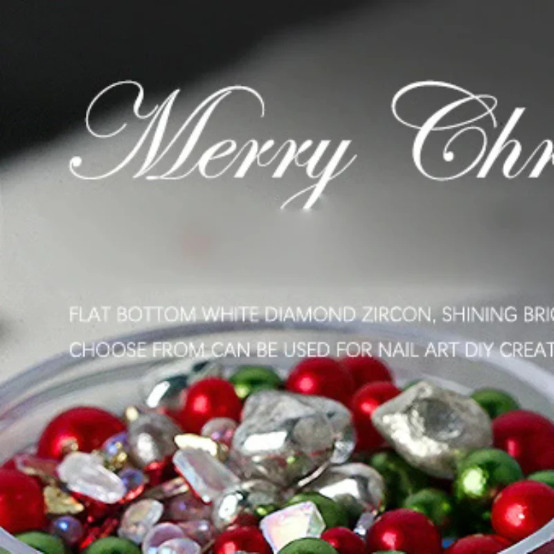 Kerstmis Gemengde Ronde Parels Kleurrijke Stereoscopische Nagels Kunst Decoratie Nagelsteentjes Nagelbenodigdheden Charme Nagelaccessoires